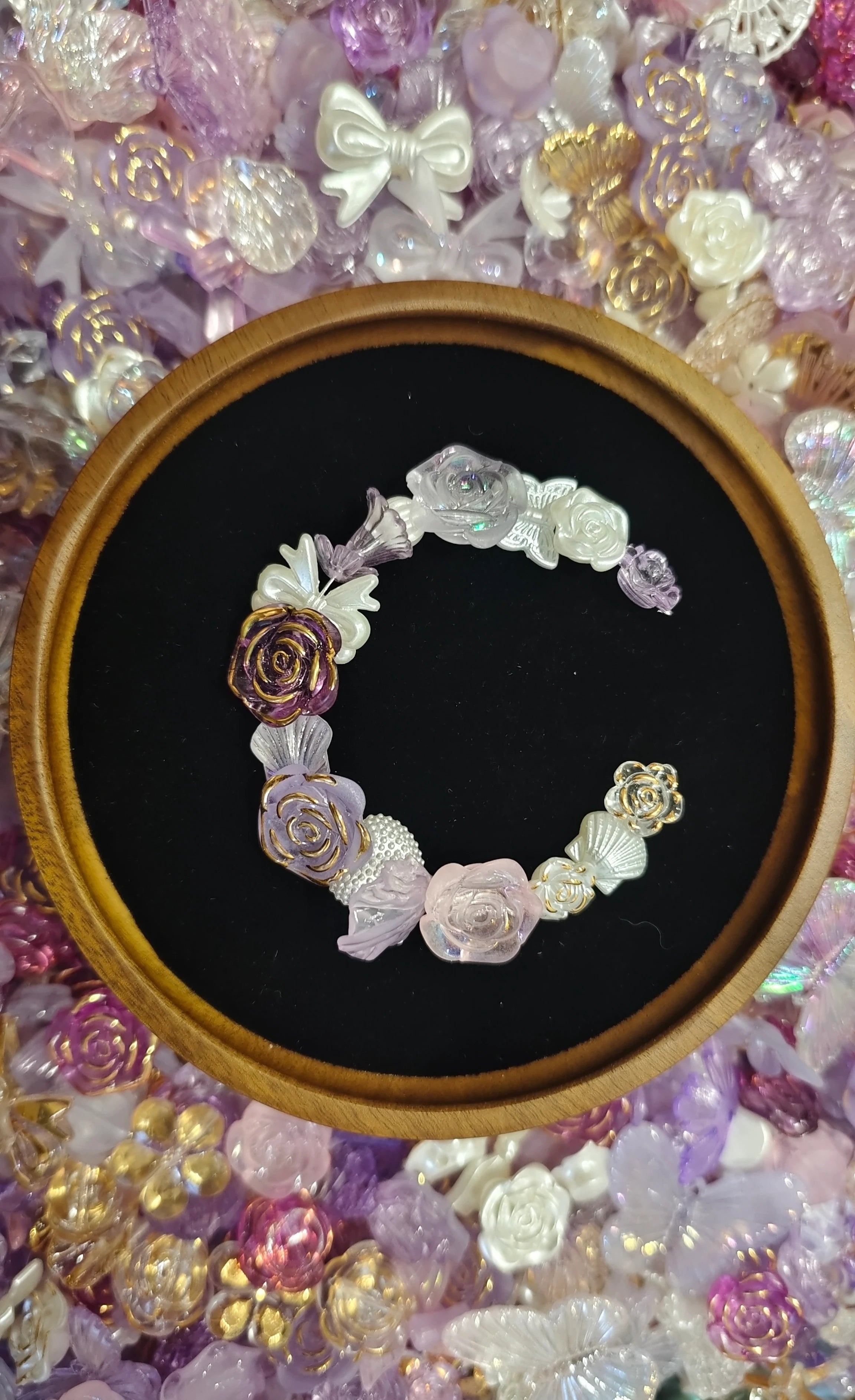 Floral Iridescent Purple Flower & Butterfly Charms